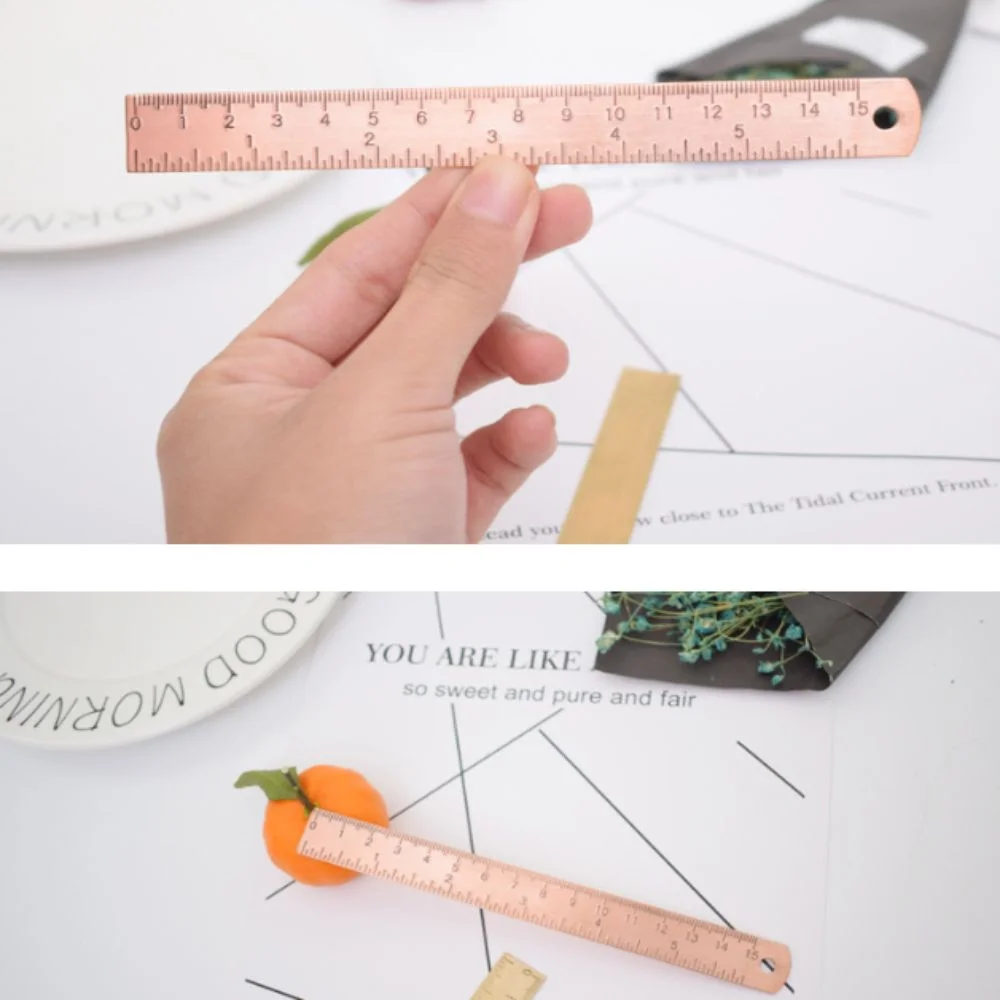 15cm ,1.5mm 15cm Length Copper Ruler Purple Copper 1.5mm Thick Bookmark Ruler Straight Shape Solid Thickened