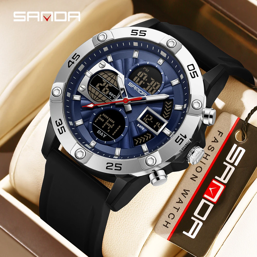 SANDA 6239 Luxury Brand Men's Military Watch Waterproof Tape Chronograph Sports Men's Fashion Quartz Watch