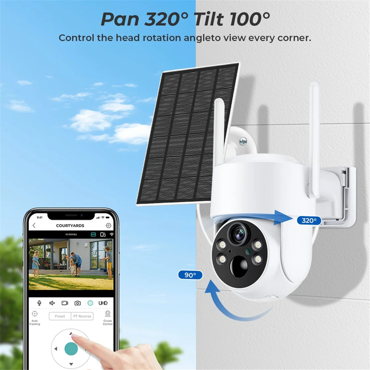 Efficient 4MP WiFi Camera PTZ Outdoor Night Vision IP Camera Human Detect iCSee