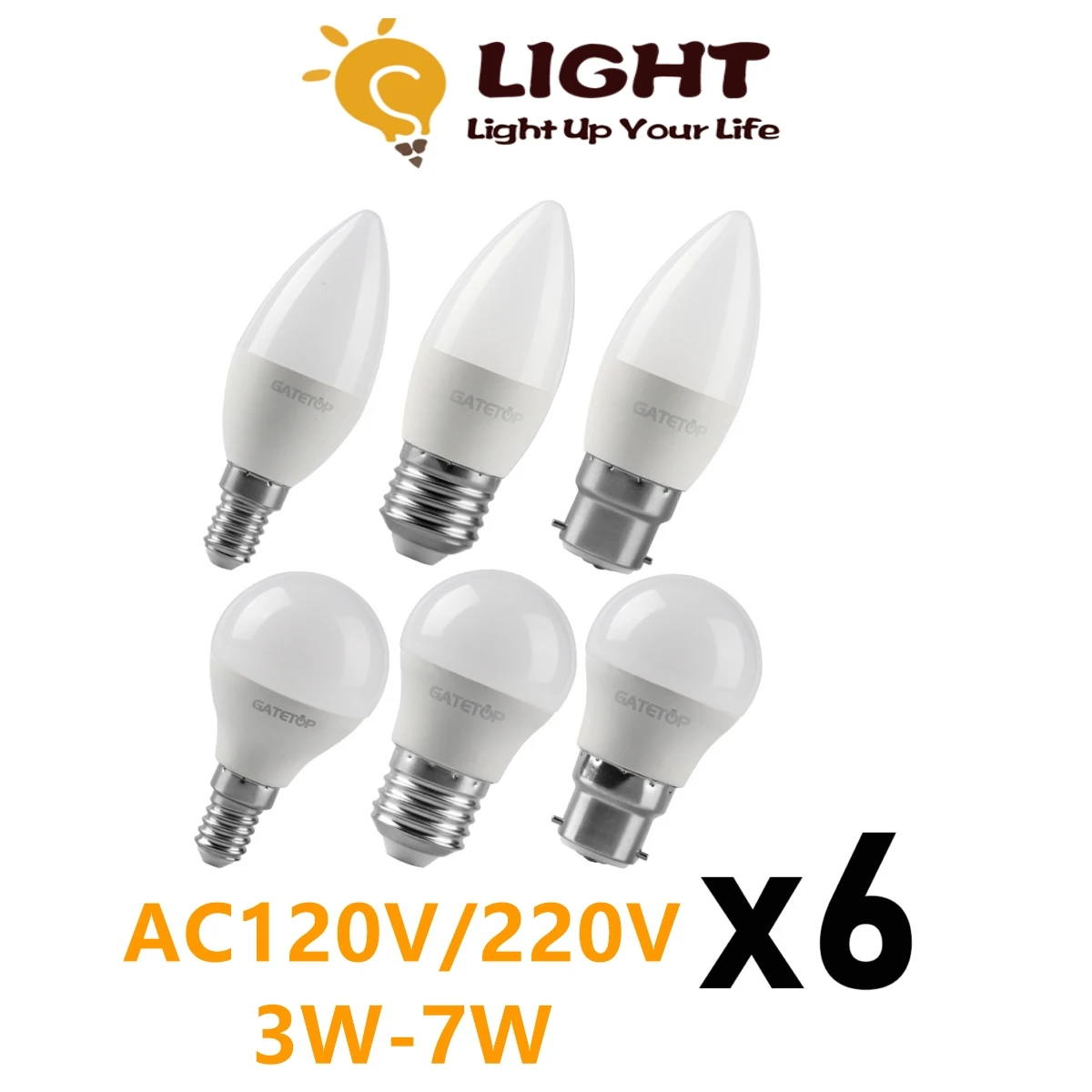 

6PCS LED bulbs Energy-efficient G45 C37 E14 E27 B22 3W 5W 6W 7W AC220V AC110V Led Golf Bulb Lamp For Home Decoration