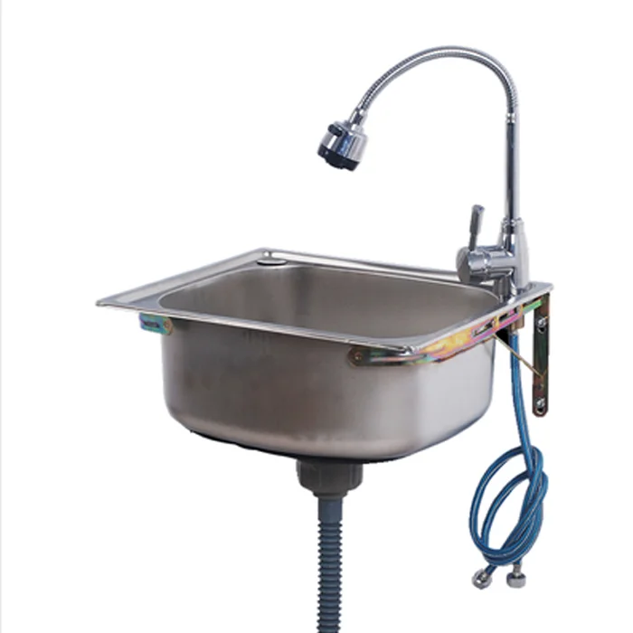 حوض مثبت على الحائط من الفولاذ المقاوم للصدأ حوض مفرد صغير للمطبخ حوض خضروات بسيط حوض غسيل حوض واحد مع براك #1