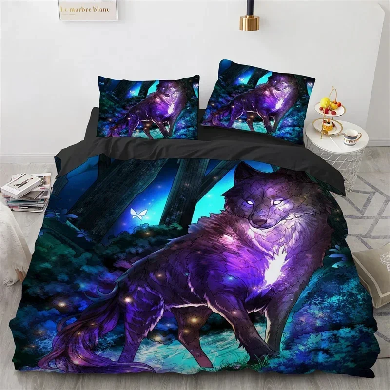 Exquisite 3D Print Wolf Fox Elk Wild Animals Bedding Set,Duvet Cover Bed Set Quilt Cover Pillowcase,King Queen Twin Size Boys Gi