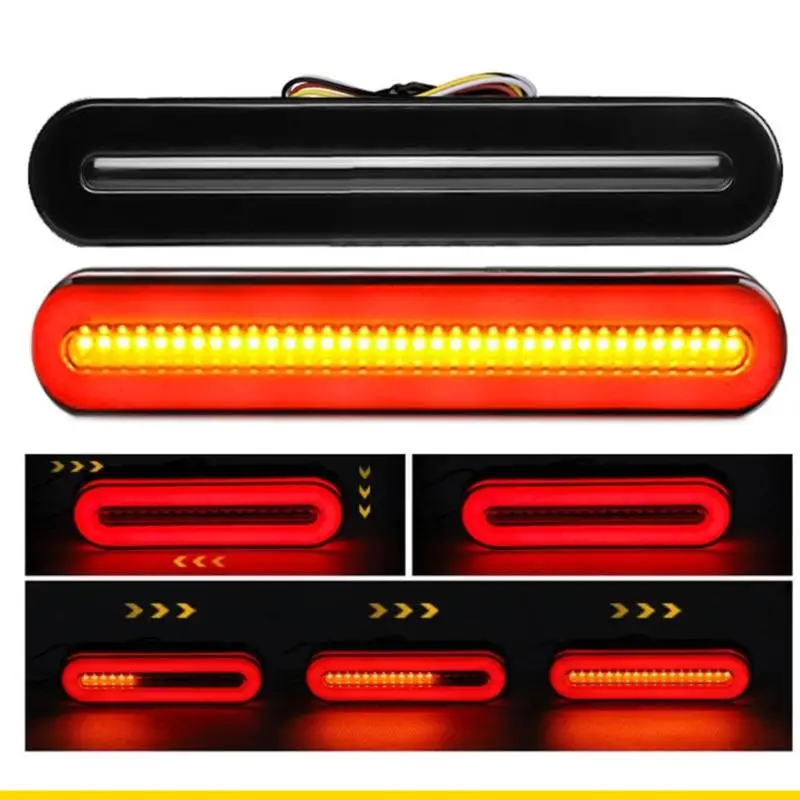 SZCH Cable Trailer Rear Light Bar 2 Pack, LED Red Brake Tail Light With Yellow Turn 9.17 In Housing Two-Bolt Mount for Utility