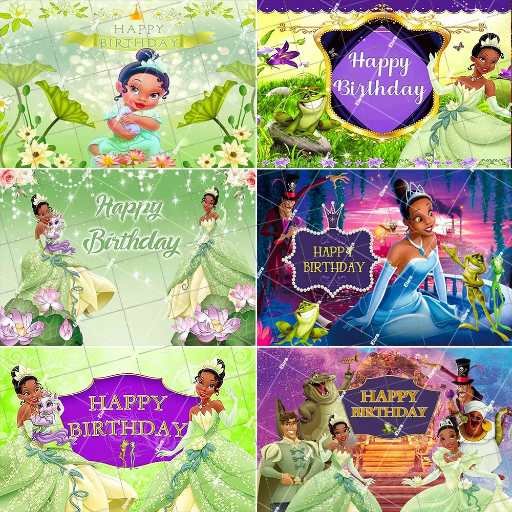 

Disney The Princess Tiana And The Frog Girls Child Birthday Party Decor Customized Photography Backdrop Baby Shower Photo Props