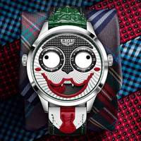 LIGE Cool Joker Watch Men Classic Men's Clown Watches Fashion Leather Strap Waterproof Quartz Wristwatches For Men Reloj Hombre