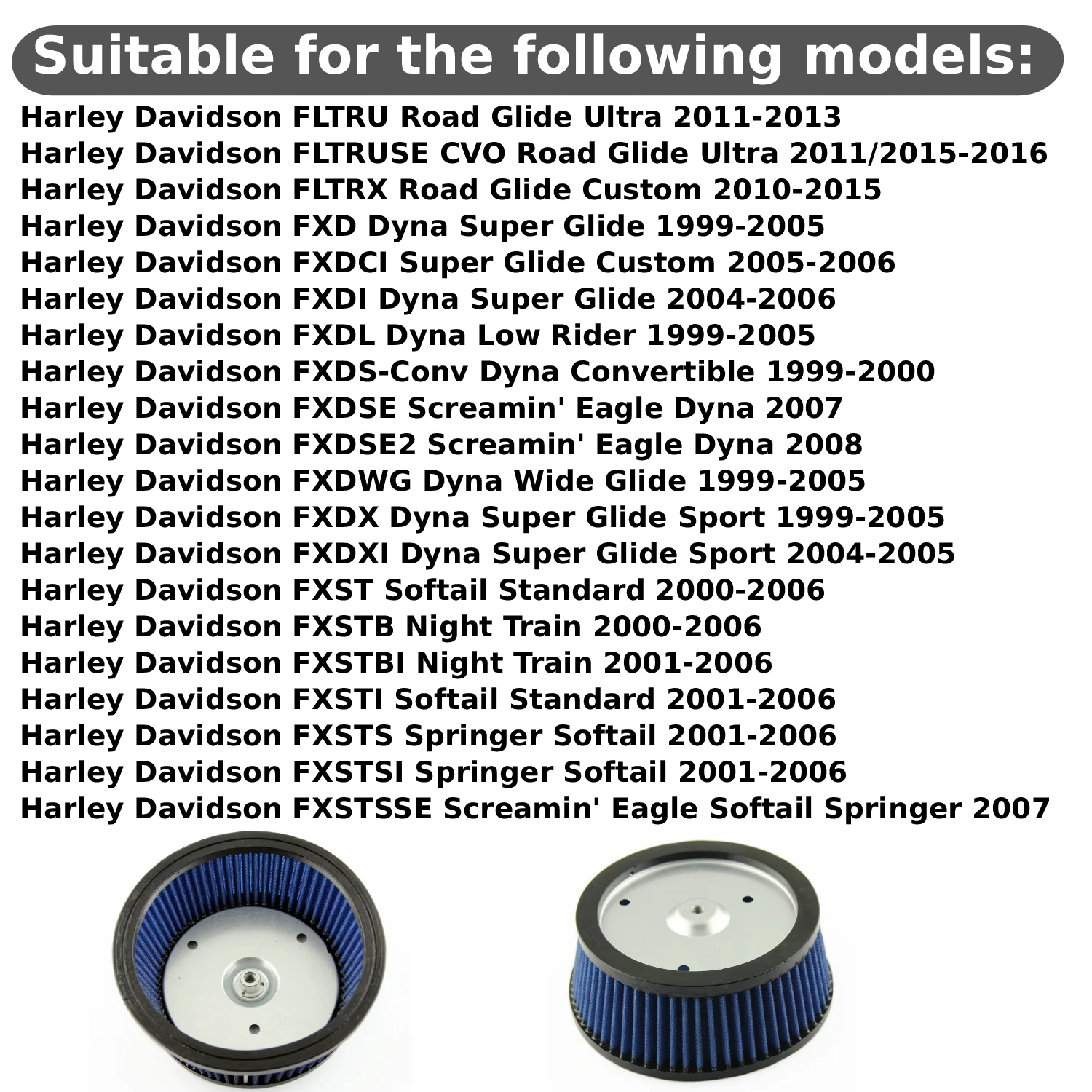For Harley Davidson Road King FLHRC FLHRCI FLHRS FLHRSE3 Screamin\' Eagle FLHRSI FLHTCI 12V Motorcycle Air Filter Intake Cleaner