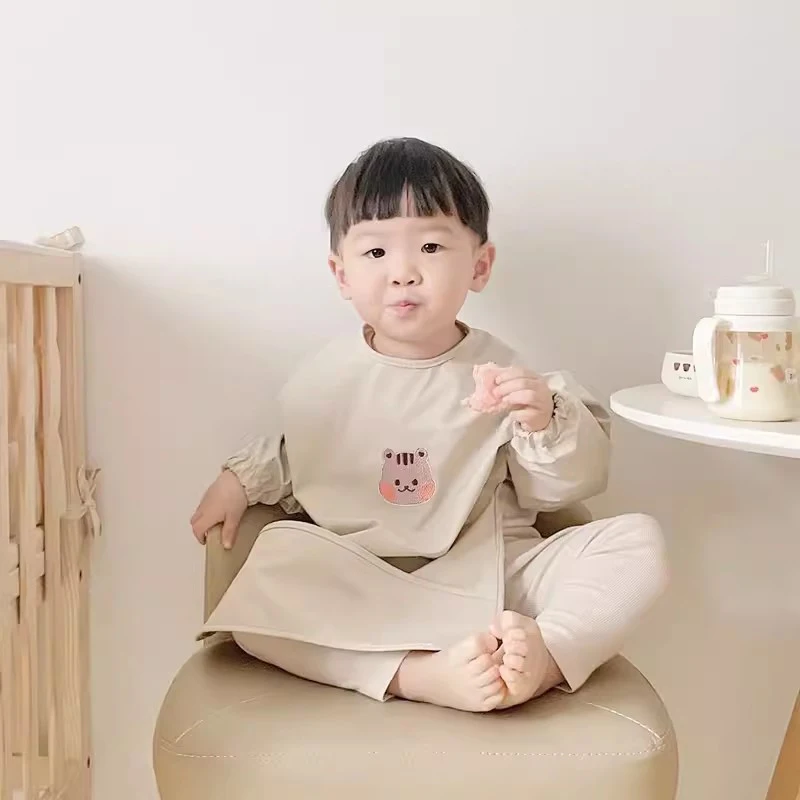 Baby Bibs Newborn Baberos Bavoir Waterproof Long Sleeve Apron Pocket Children Feeding Accessories Burp Cloth Bib Eating Stuff