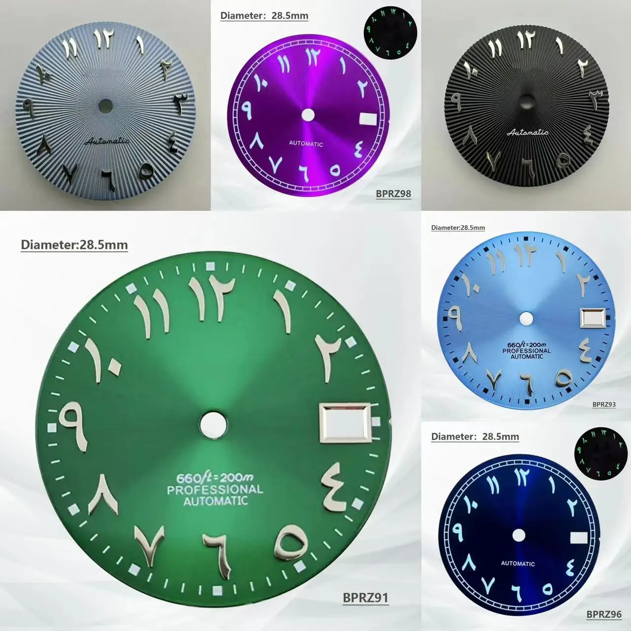 28.5mm S log Arabic Numeral S logo Dial Equipped NH35 Automatic Movement illuminated Non illuminated 29mm Blue Green Arabic Dial