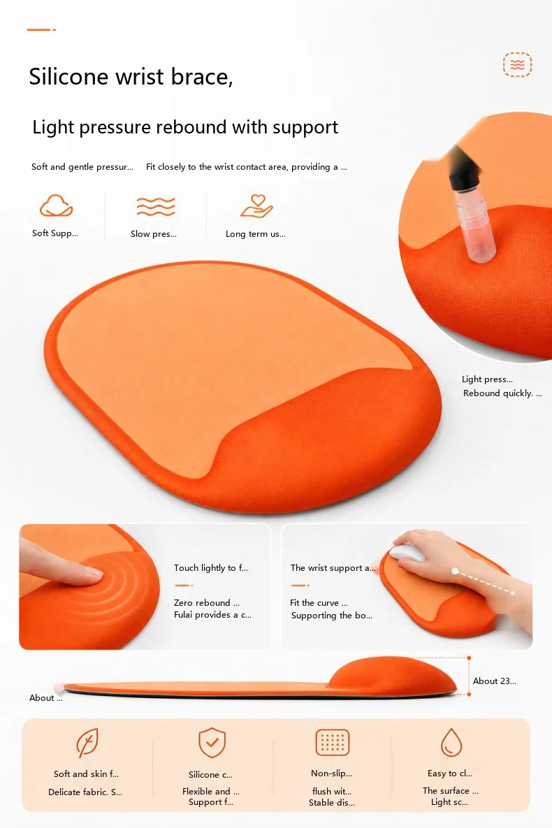 Silikon-Handgelenkauflage für Mauspad, 13 Farben, ergonomische rutschfeste Schreibtischunterlage, weiche Unterstützung für Büro und Gaming – Detail 3