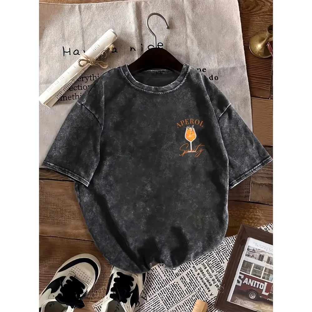 Men's Women'S Casual Summer Washed Cotton T-Shirt 