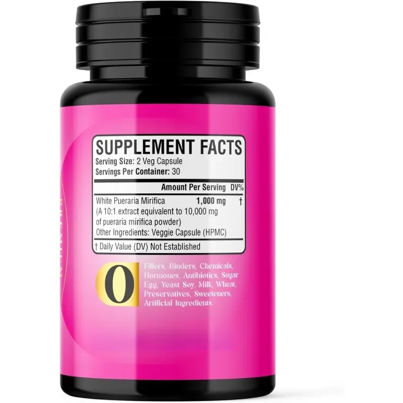1000 Milligrams Of Natural White Kudzu Root Extract - Promoting Women's With 60 Vegetarian Capsules