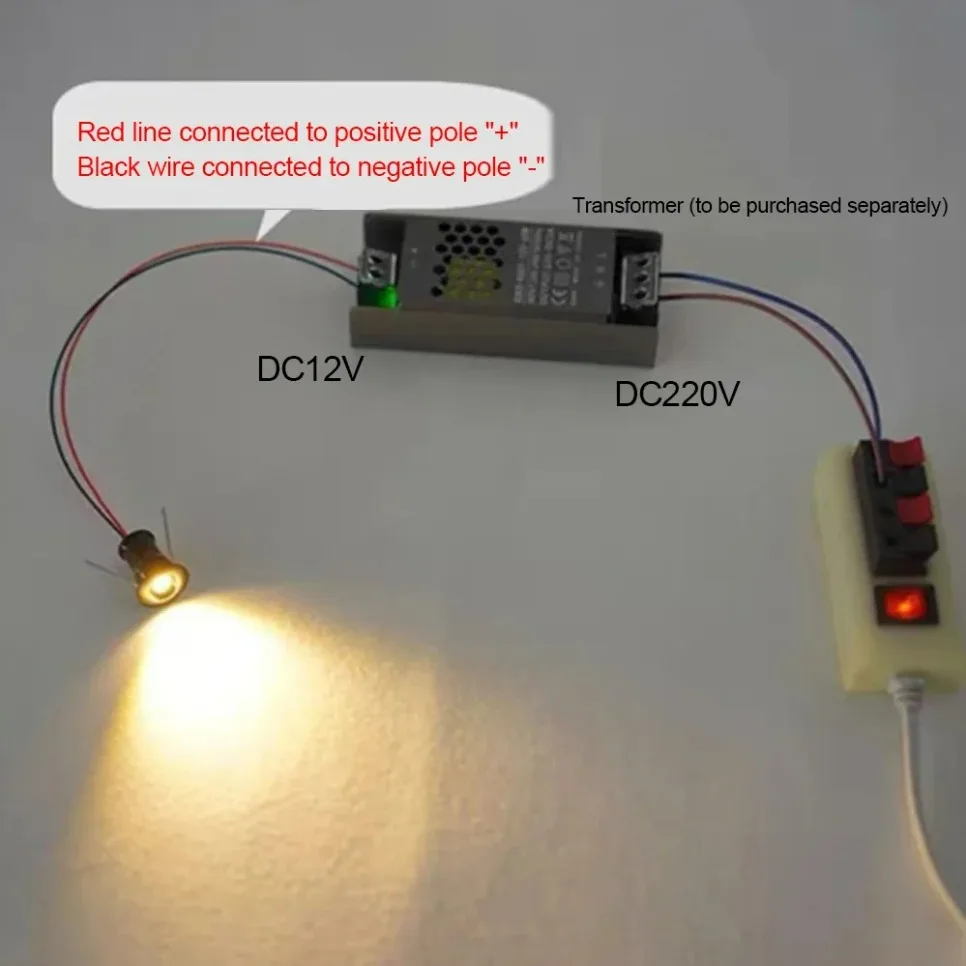 1-20 Pcs1W Mini Spotlight 10mm Recesso Spot Leds Luzes 12V Teto Downlight Escadas Armário Spots Lâmpada Lâmpada de teto interna