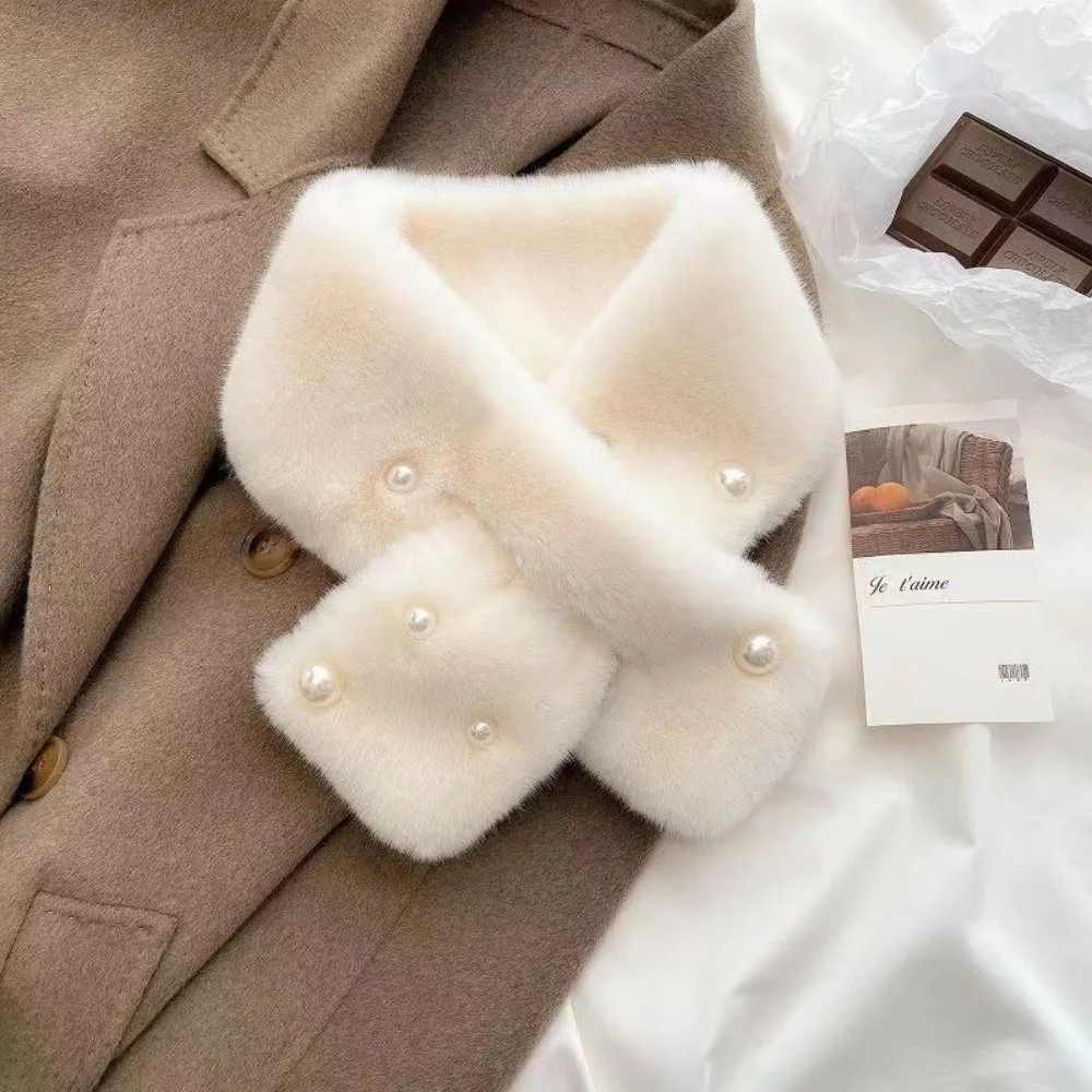 

Модный элегантный шарф с жемчугом, однотонный шейный платок, ветрозащитные морозостойкие шарфы с крестом для женщин