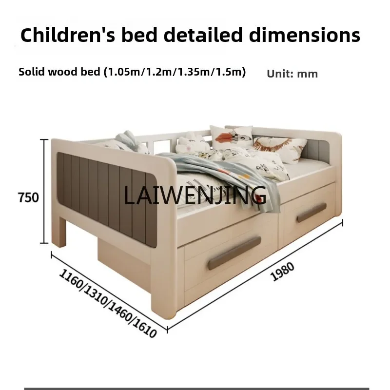 

LYN solid wood splicing single bed with guardrail can be customized multi-functional storage bed