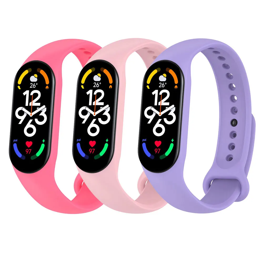 3 قطعة ل Mi الفرقة 5 6 7 حزام سوار سيليكون معصمه سوار حزام الذكية miband6 المعصم حزام ل شاومي Mi الفرقة 6 5 حزام