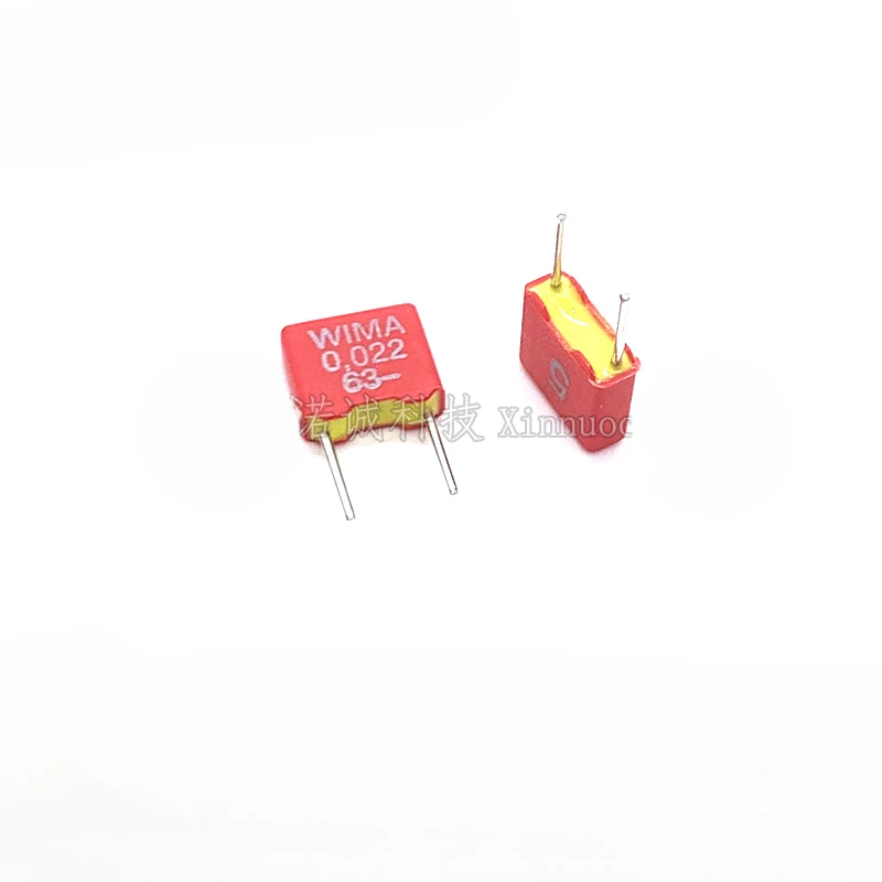 Capacitor do filme da folha de WIMA, distância do pé, MKS2, 0,022 UF, 22nJ63, 63V0.022UF, 5%, 5 PCes, 10 PCes