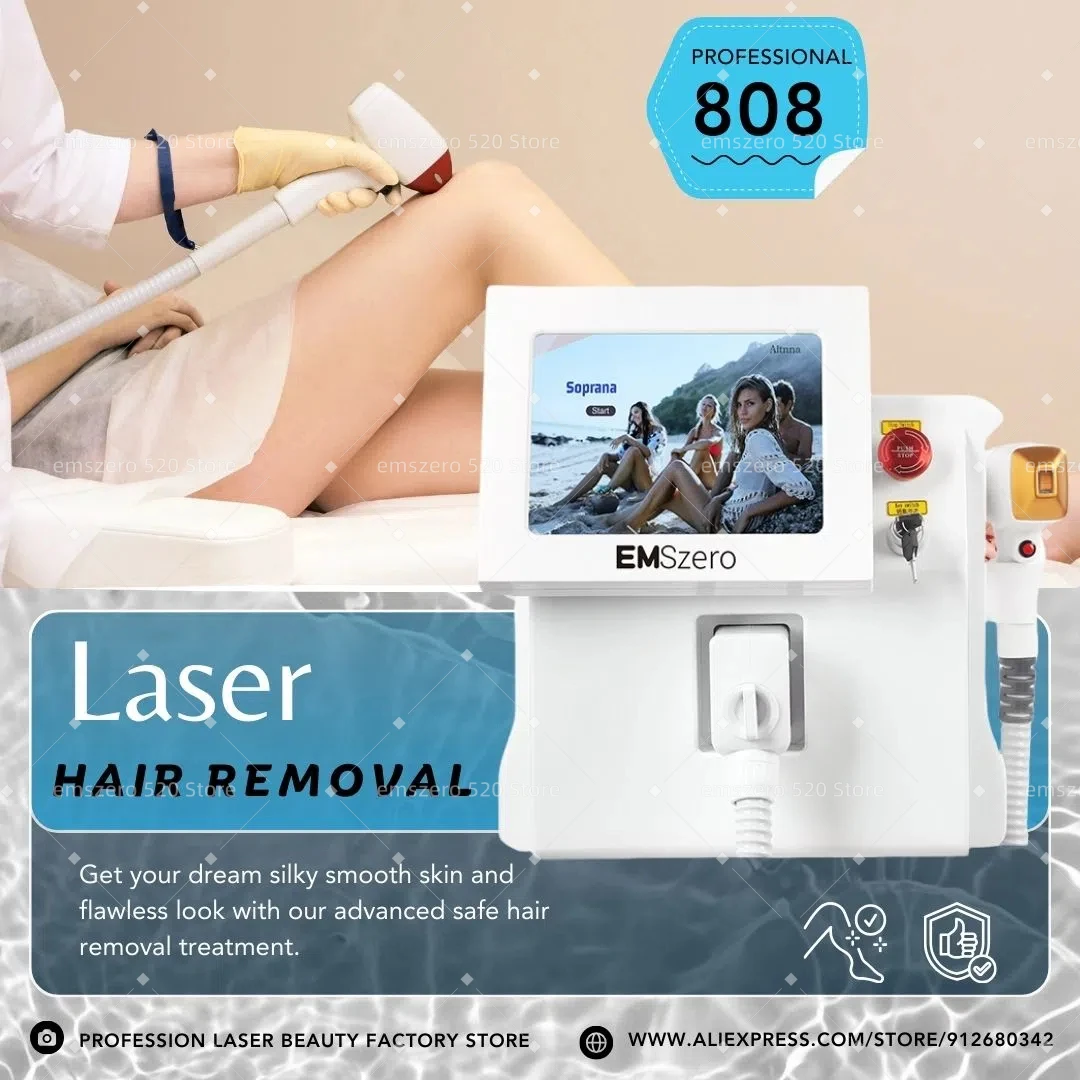 

Profession 808nm Diode Laser Hair Removal Machine Skin Rejuvenation Epilator Equipment Three Wavelengths Ice Platinum Device