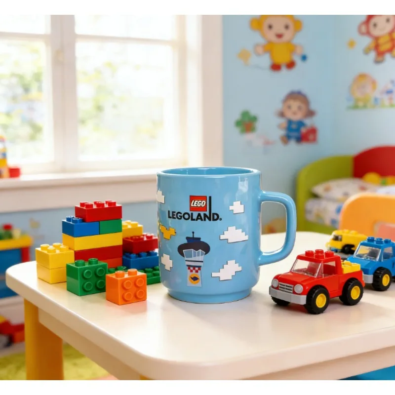Caneca de Cerâmica LEGOLAND 450ml, Design de Base Antiderrapante, Copo para Bebidas Quentes e Frias, Colocação Estável na Mesa