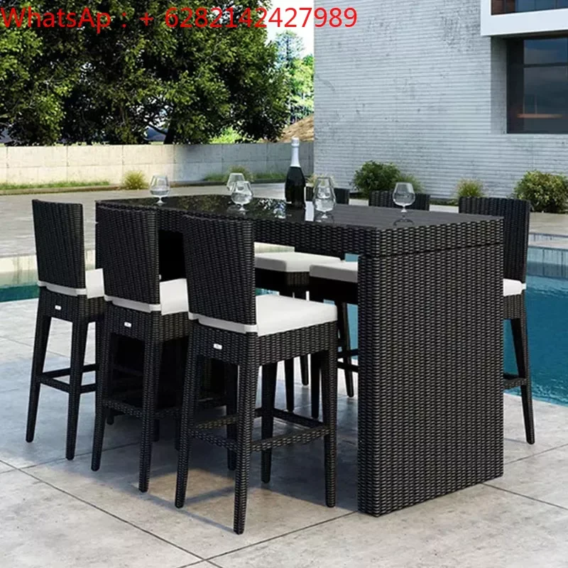 

Nordic modern outdoor bar chair open-air bar armchair leisure high stool coffee shop rattan network celebrity bar bench