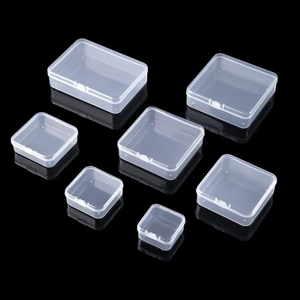 Mini caja de almacenamiento cuadrada de plástico transparente, organizador de joyas, pendientes, anillos, cuentas, artículos pequeños, herramientas,