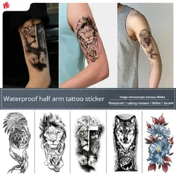 Small Full Arm Animal Tiger Wolf Tattoo Sticker Half Arm Waterproof Durable Black And White Temporary Tattoos Tatto 210*114mm