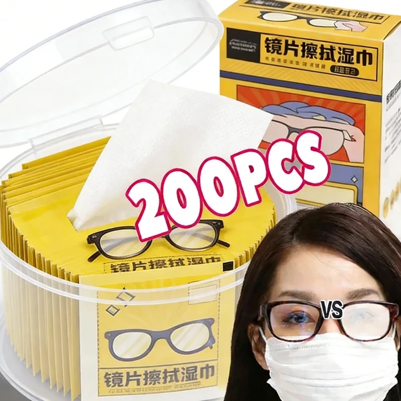200-10Pcs/Box Glasses Cleaner Wet Wipe Disposable Anti Fog Misting Dust Remover Cleaning Lens Wipes Sunglasses Phone Screen