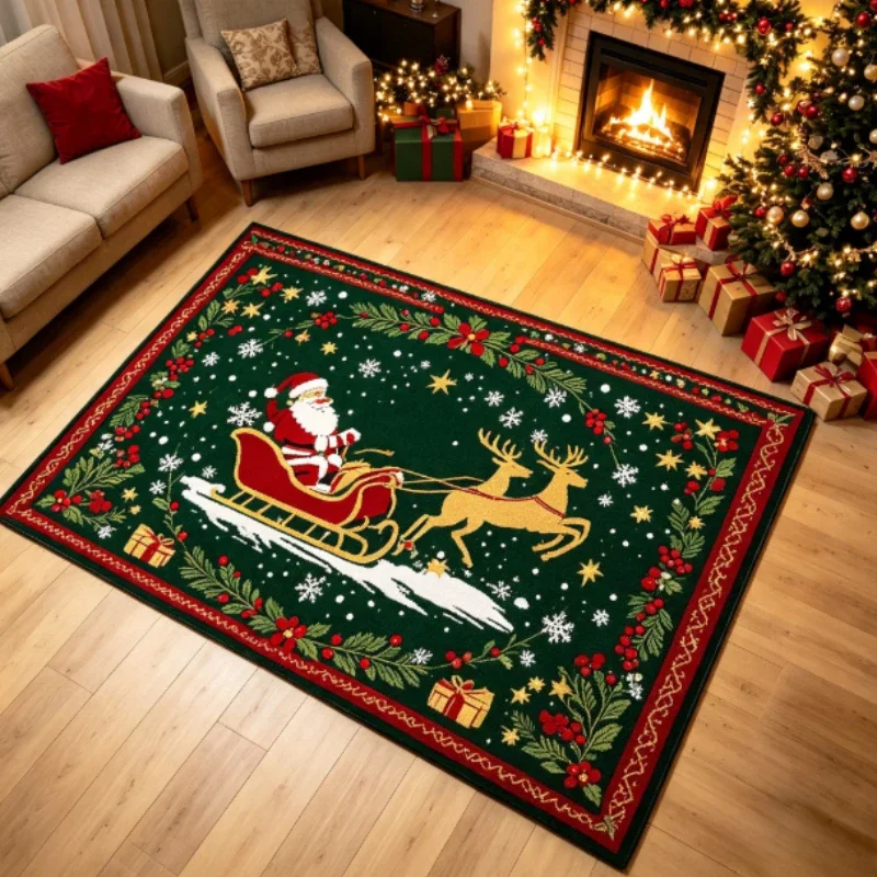 Cartoon Christmas Living Room Decoration Red Carpet Large Area Rugs for Bedroom Home Washable Floor Mat Anti-slip Study Soft Rug