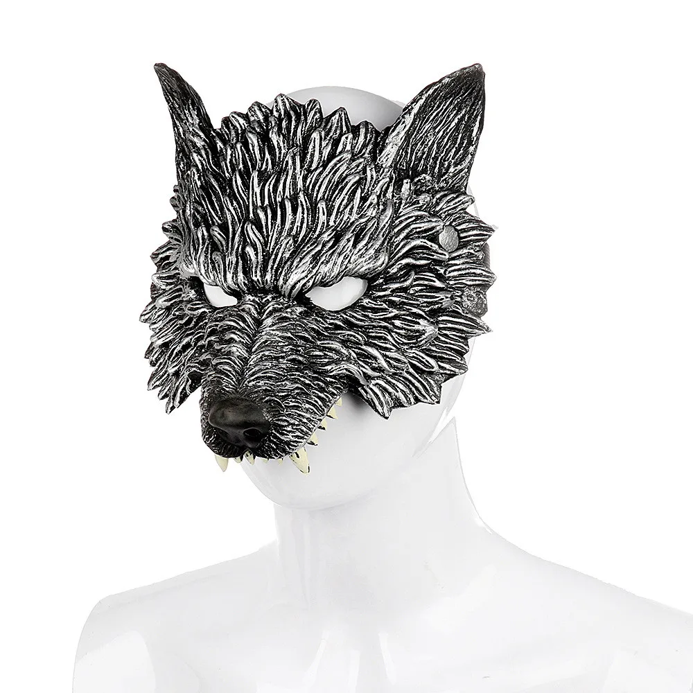 Horror Wolf Mask Cosplay Animal 3D Half Face Pu Foam Masks Halloween Carnival Masquerade Costume Props For Kids and Adult