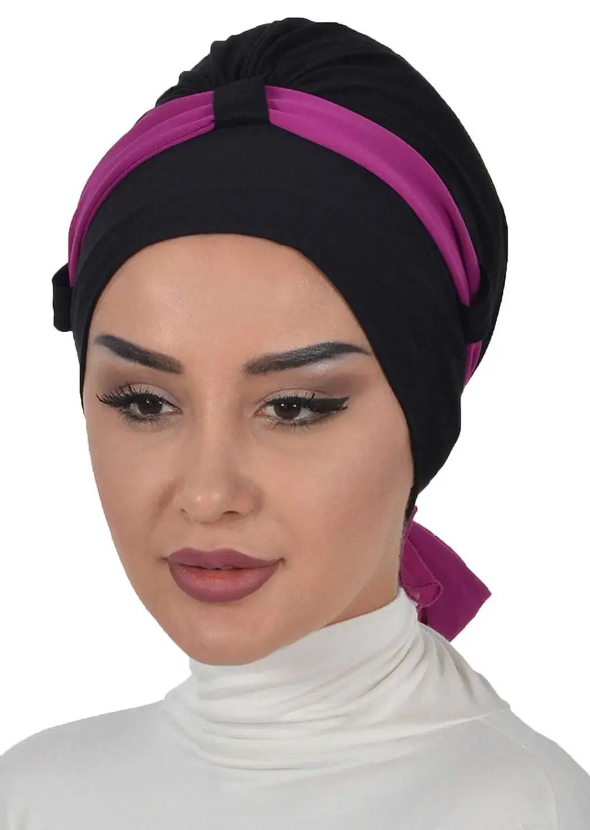 Chiffon Belted Osso Penteado Preto
