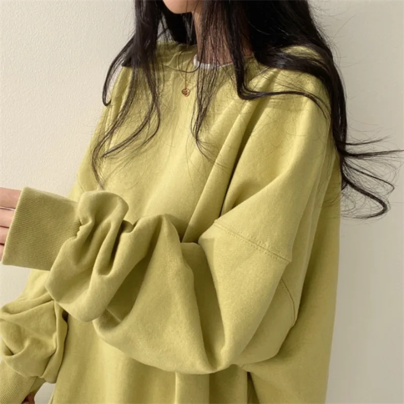 Autumn New Korean Women Oversized Sweatshirts Harajuku O-Neck Loose Hoodies Tops Winter Sweatshirt Pullovers Y2k Clothes