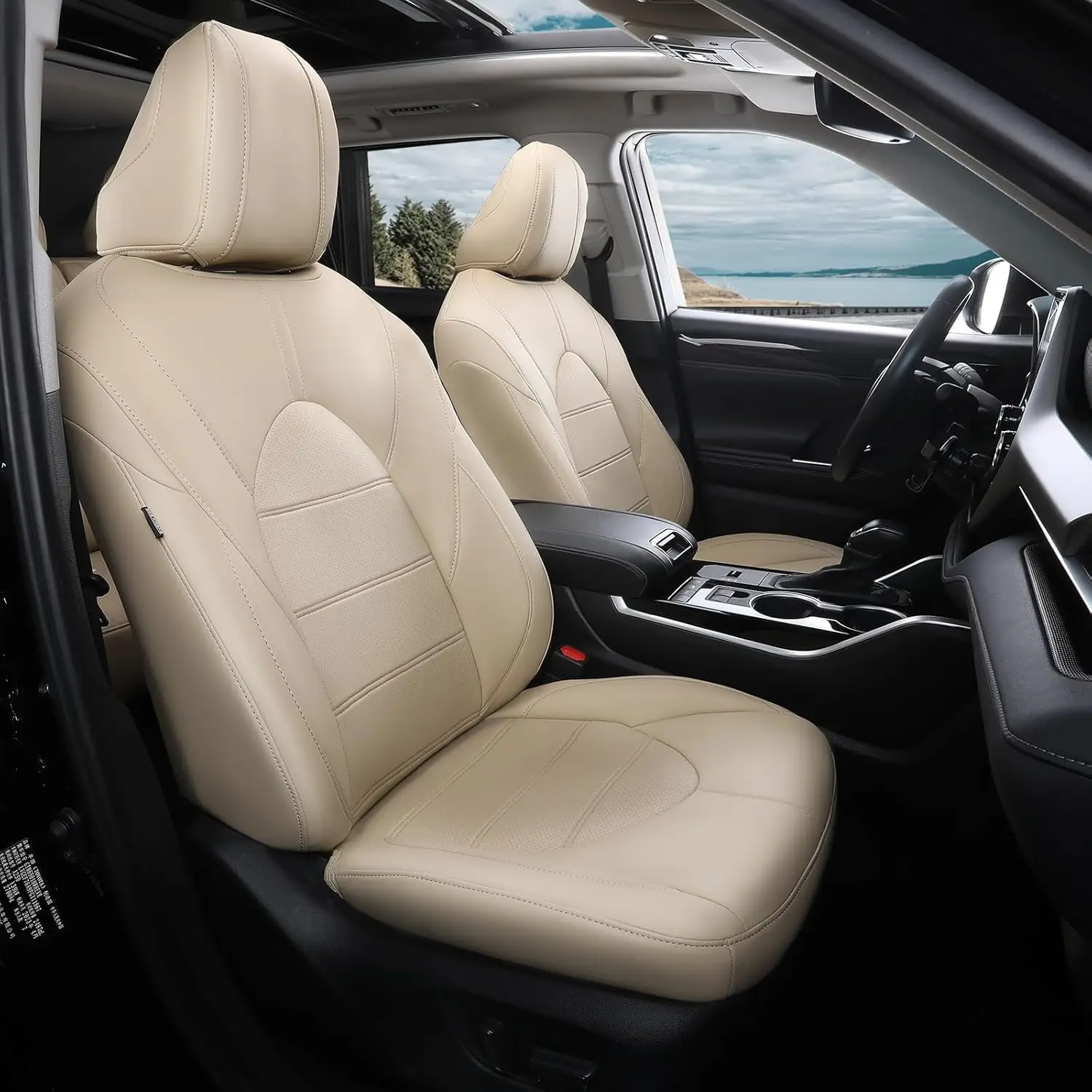 

Highlander Seat Covers 2020 2021 2022 2023 2024 2025, Only 1st&2nd Row with Captain's Chairs Replacement Accessories, Faux Leath