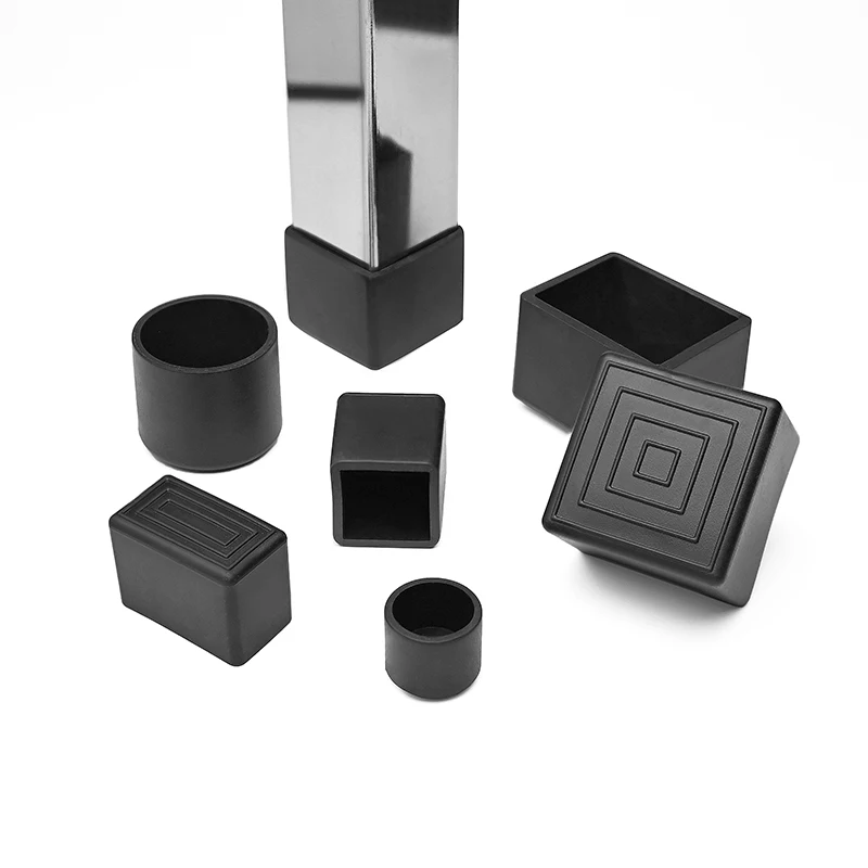 

10pcs Furniture Leg Caps, Transparent PVC Square/Circular Tube Plug, Anti-Slip Silent Floor Protector, Chair Table Feet Cover