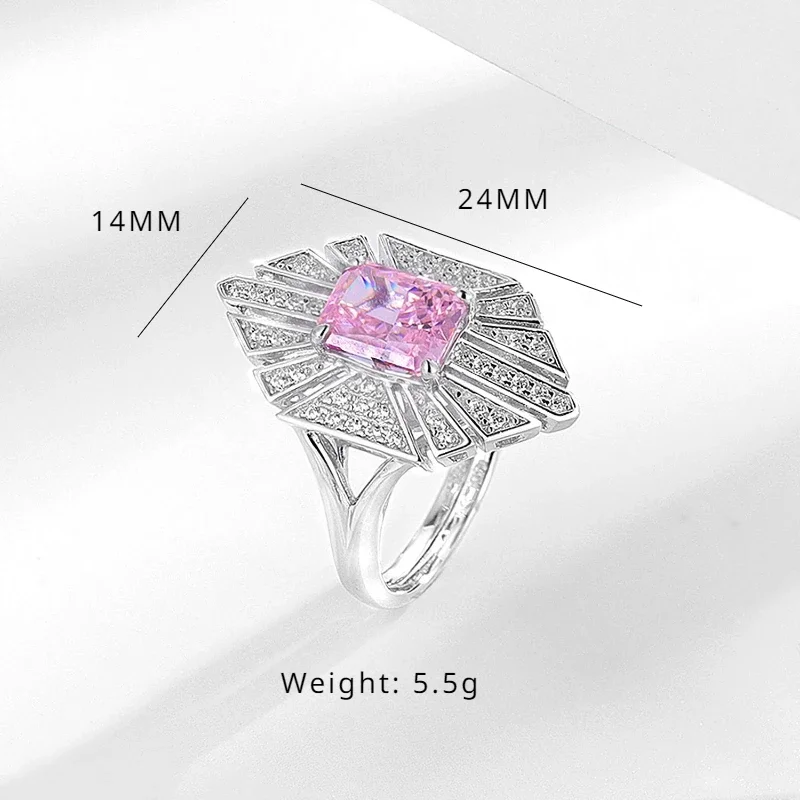 Luxury Women's Ring Silver with Square Ice Cut High Carbon Diamond S925 Ring