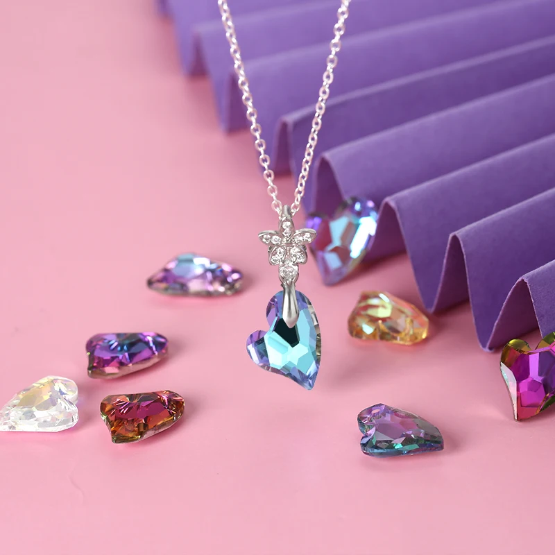 12 Stück 17 x 14 mm herzförmige Stein-Anhänger, Perlen, DIY-Schmuckherstellung, Charms, Glaskristallperlen für Halskette, 8 Farben – Detail 7