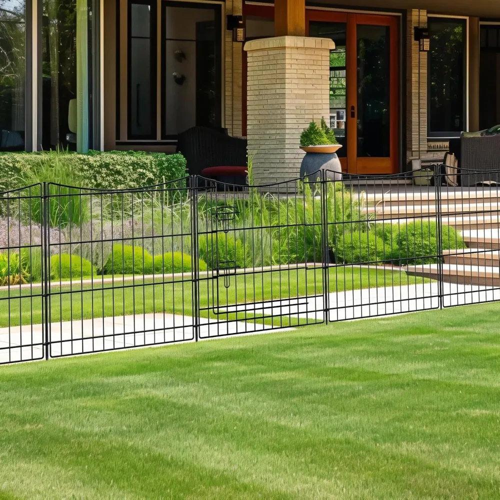 

Садовый забор INJOPEXI, 12 панелей, длина 23,6 фута и высота 24 дюйма, с 11 панелями плюс 1 ворота, устойчивая к ржавчине металлическая проволока Tempora