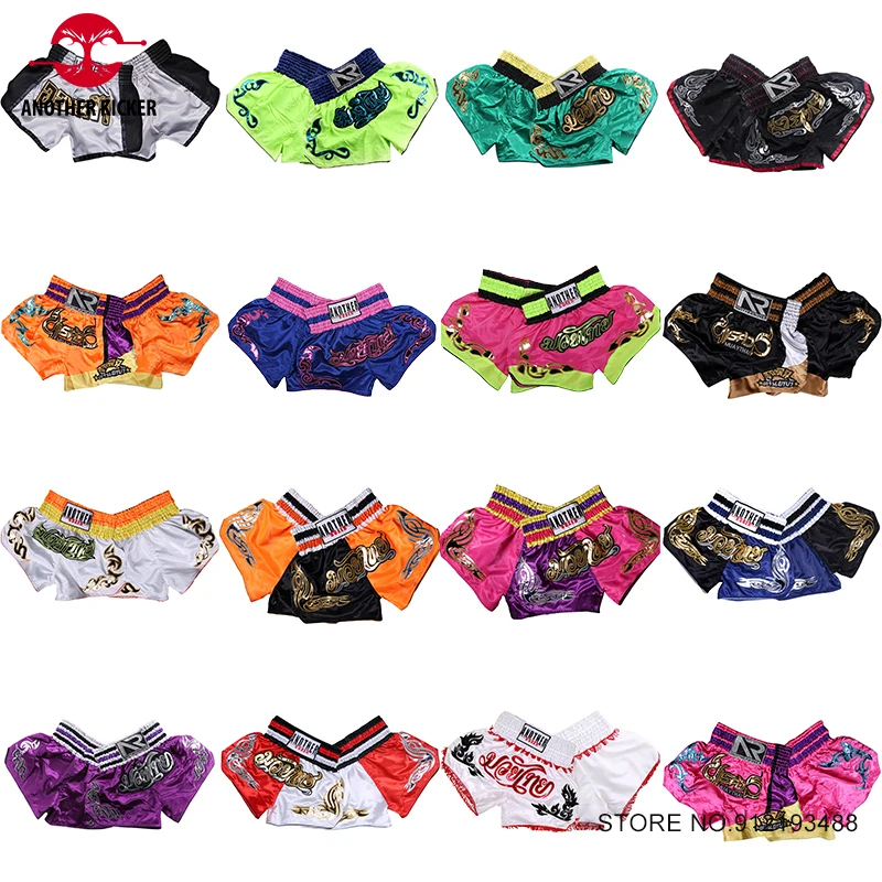 Short Muay Thai Man Embroidery Bo Shorts Women Child Retro Kickbo Fighting Grappg Pants Martial Arts Training Clothes