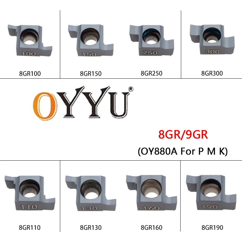 OYYU Grooving Inserts 8GR 9GR 100 110 130 150 160 170 190 200 250 300 OY880A CNC Lathe Cutter Turning Tool Holder Machine 8GR100