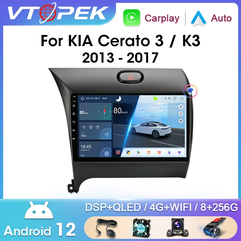 

Vtopek 2 Din Android 12 4G WiFi Car Radio For Kia K3 Cerato Forte 2013-2017 3 YD Multimedia Video Player Carplay Android Auto BT