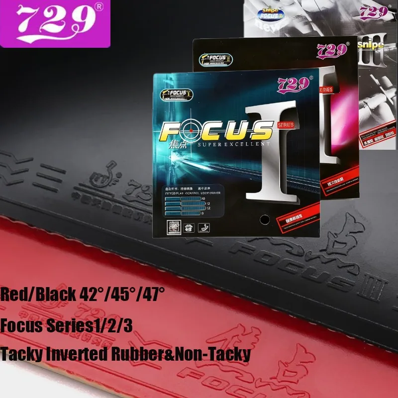 

729 Focus 1/2/3 Твердость губки для настольного тенниса 42/44/45/47 ° Tacky перевернутые резиновые и не липкие резиновые шипы для пинг-понга