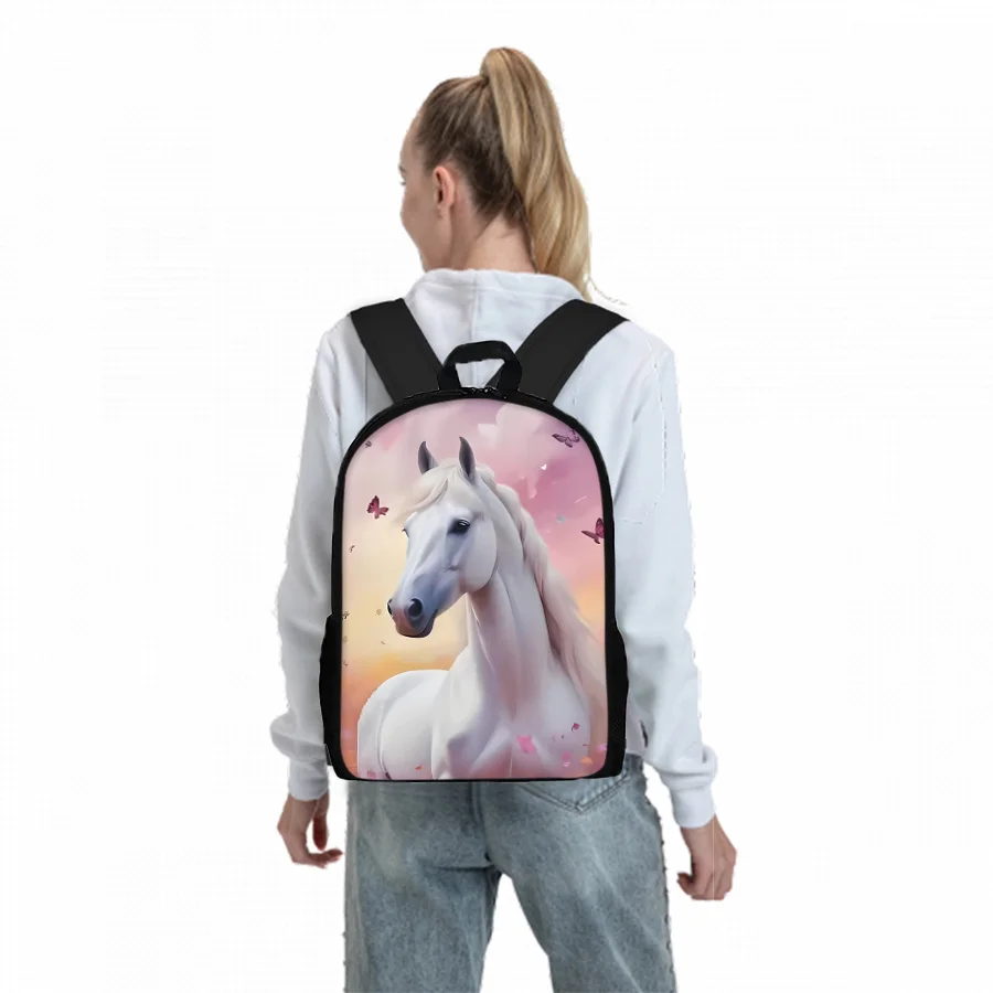 

The cute white horse printed backpack case is unisex