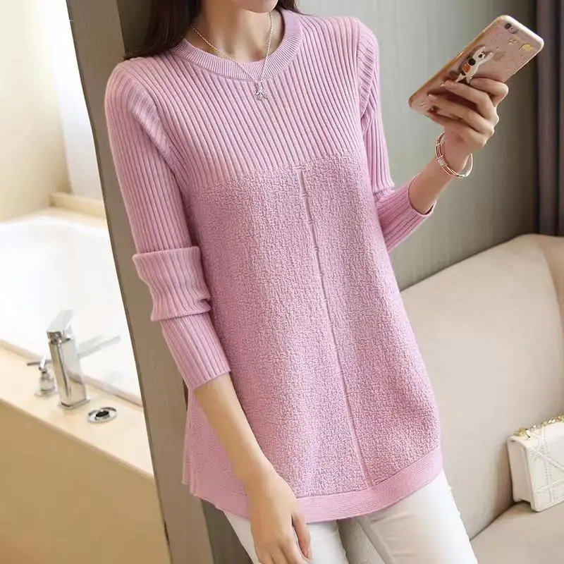 Pulls Femmes New Knitwear Women Top Spring Autumn Women's Clothing Pullover Shirt O-neck Winter Ladies Basic Sweater Blouse