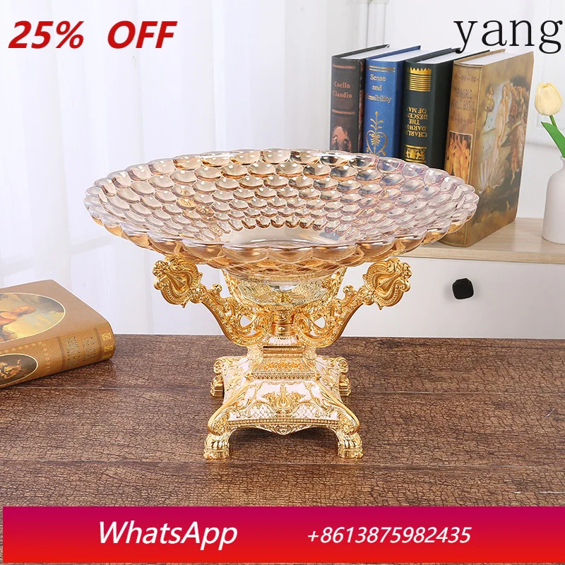 

CX light luxury court style decorative fruit plate, white gold pattern diamond fruit plate