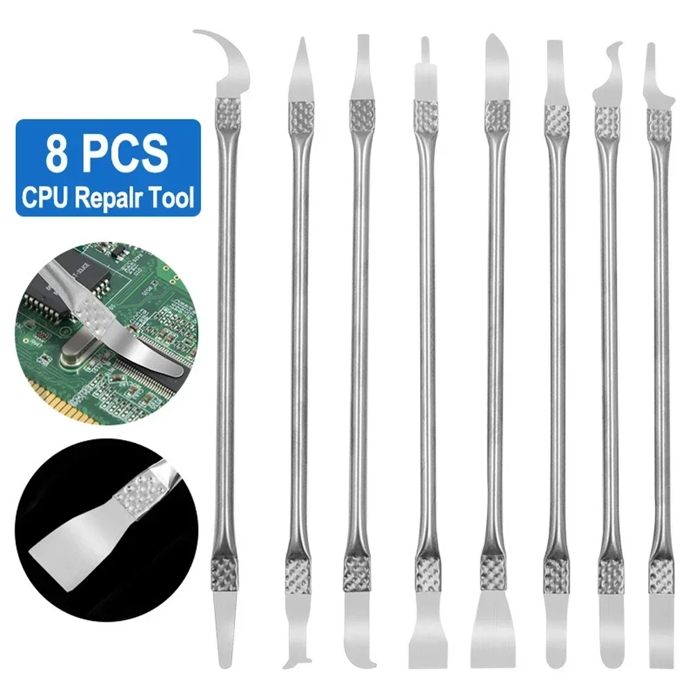 8PcsPhone Repair Tools Kit Disassembly Blades Pry Opening Tool Metal Crowbar Kit For Repairing Computer Phone CPU IC Chip Hand