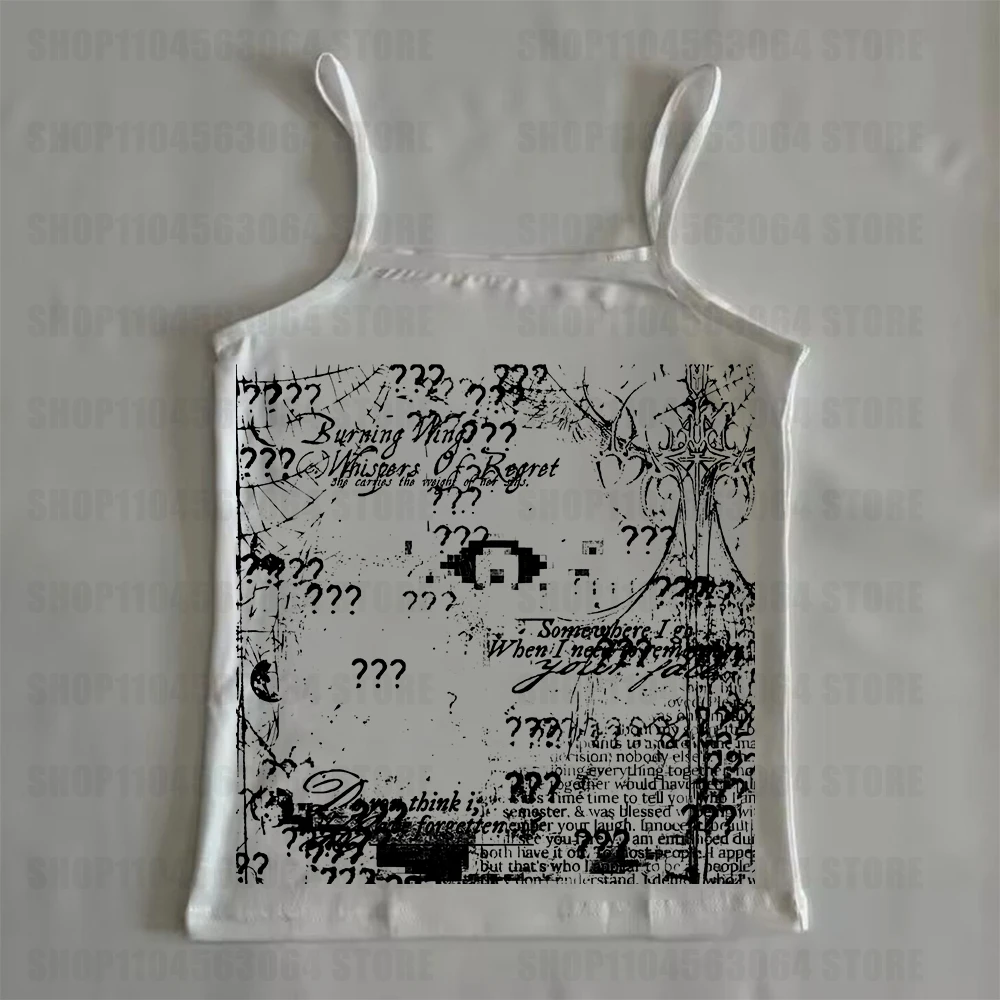 Y2K melancholic aesthetic sexy streetwear casual new item 2026 punk goth garbage rock vest retro printed sleeveless women's mela