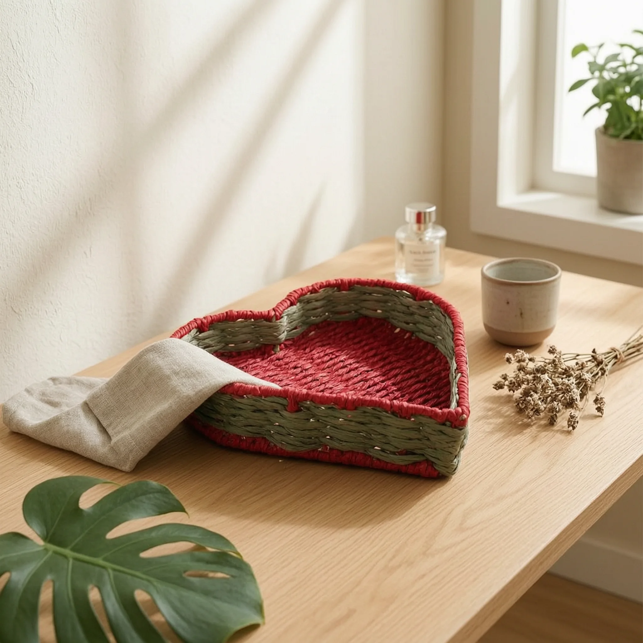 

Heart Shaped Storage Basket Desktop Heart Storage Basket Multi-Purpose Easy to Organize for Dresser, Shelf