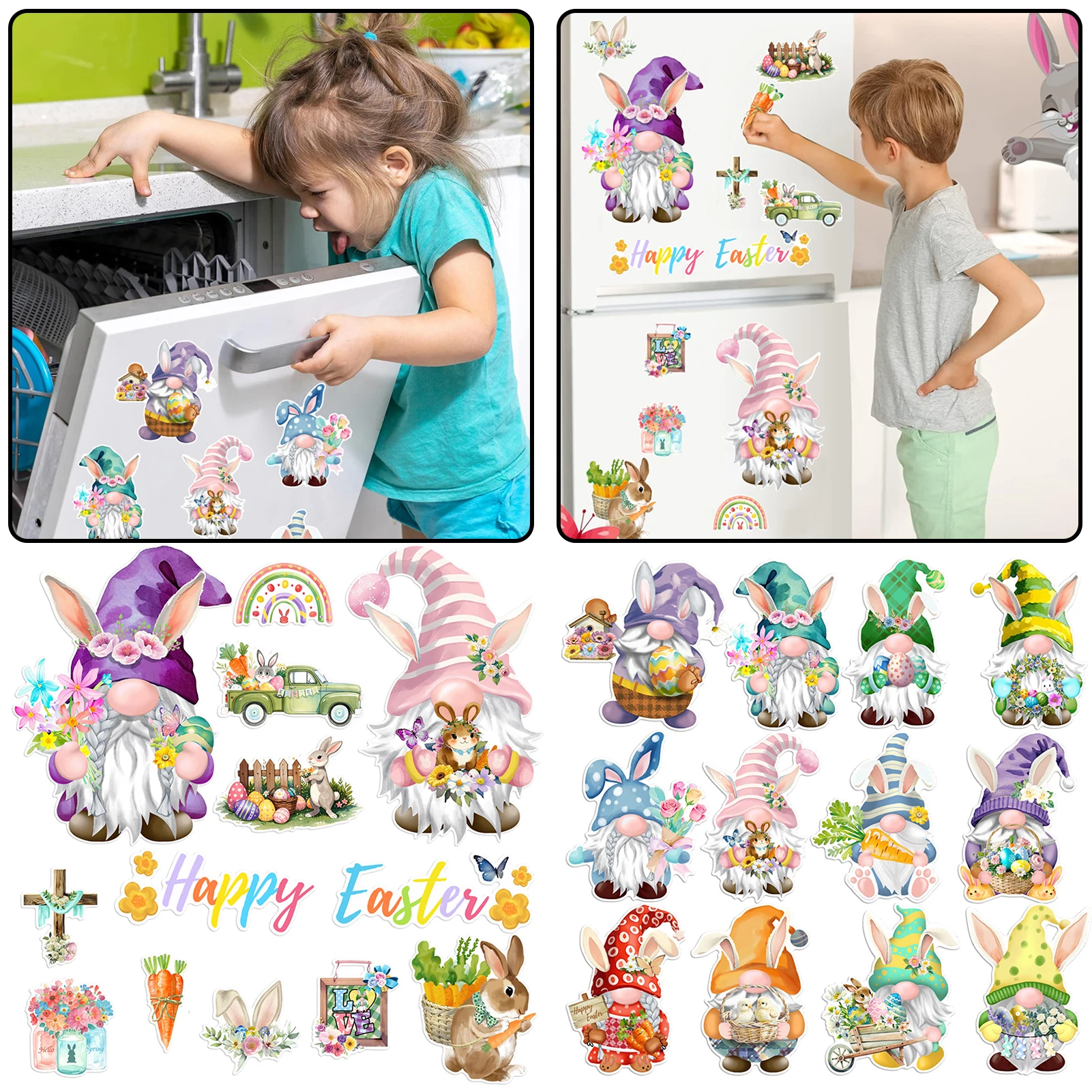 Bunny Magnetic Stickers For Car Refrigerator Decoration Spring Magnetic Stickers Decorations Festival Home Party Supply