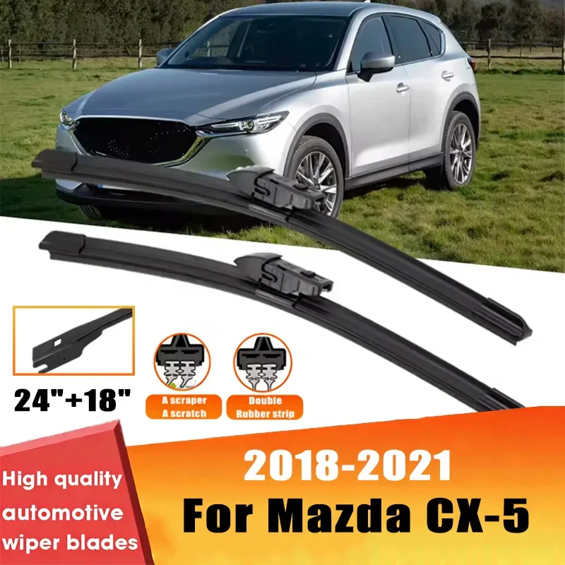 

2pcs Wiper Front Wiper Blades Set For Mazda CX-5 2018 2019 2020 2021 Windshield Windscreen Window 24"+18" Car Accessories
