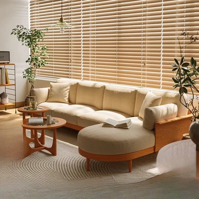 

Fabric Designer Recliners Sofa Wood Nordic Sleeper Chaise Living Room Couch Lazy Corner Double Divano Sottovuoto Furniture