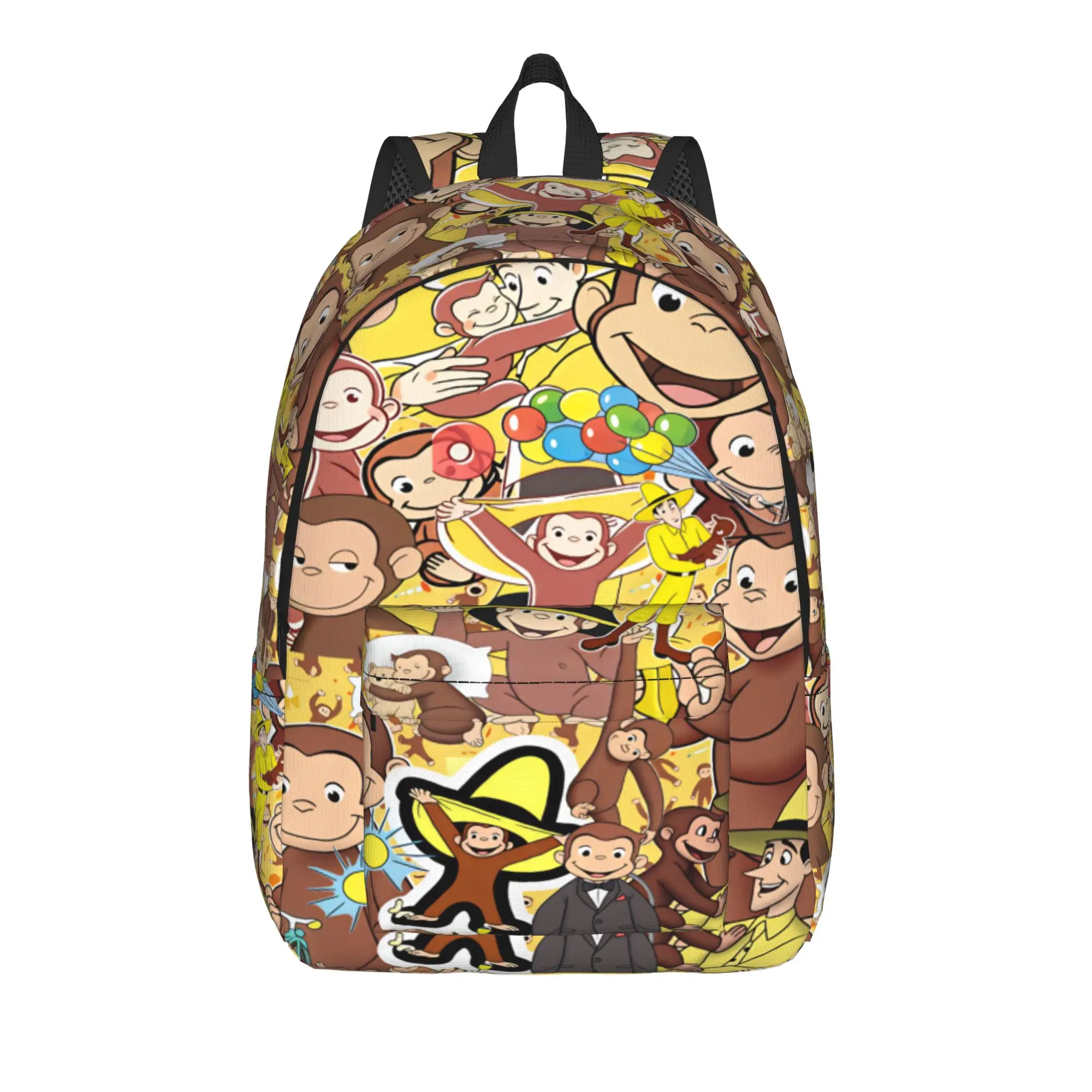 Curious George Monkey Backpack  Student Polyester Sport Backpacks Soft Fashion High School Bags Rucksack
