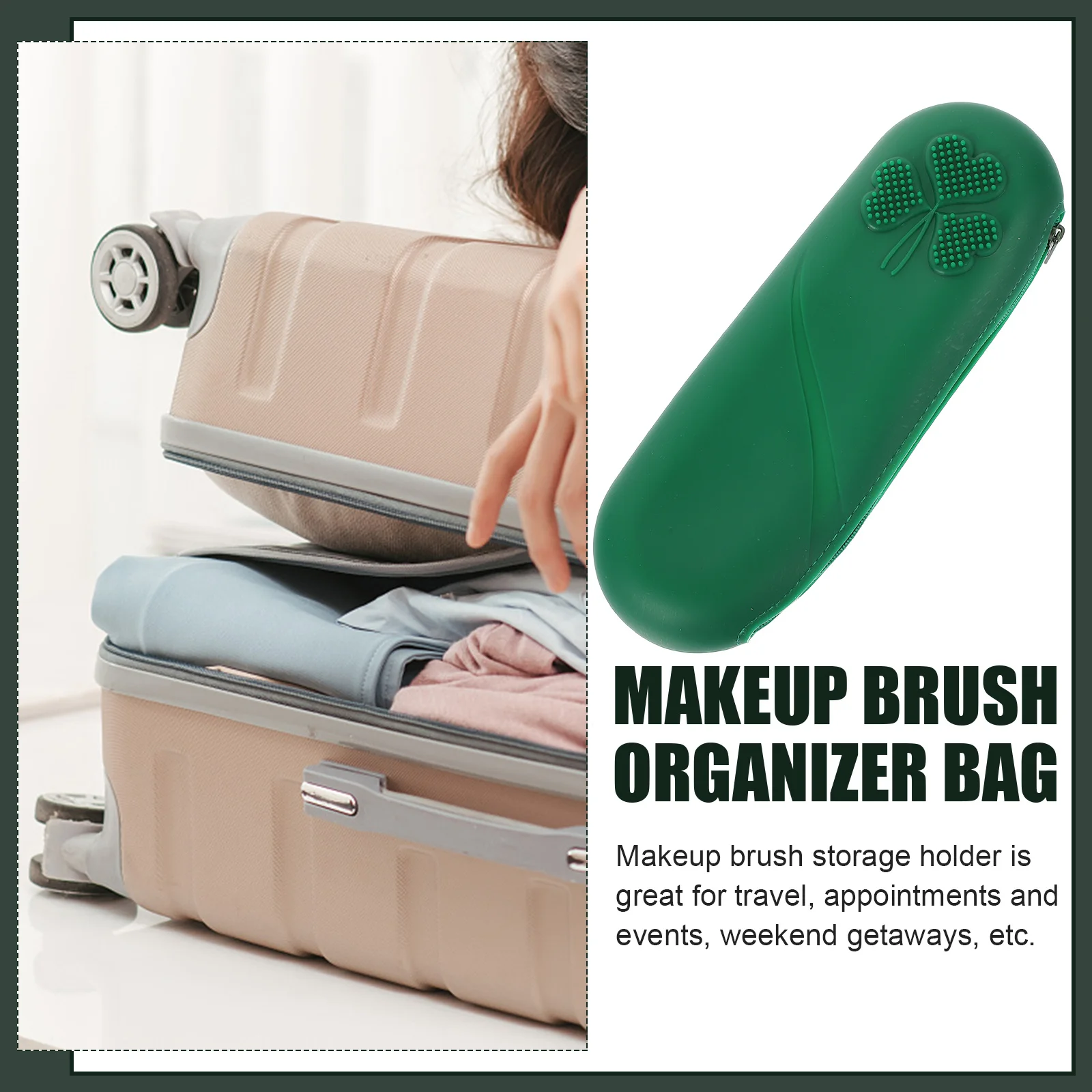 

Silicone Makeup Brush Holder Flexible Durable Zipper Case Portable Travel Brush Storage Bag Travel Makeup Tool Bag